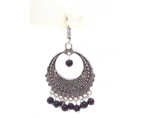 Silver Oxidized Earring Jhumka Jhumki Imitation Ethnic Jewelry Long Dangle AE30